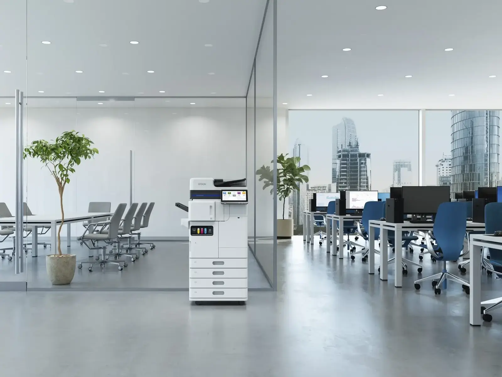 Epson WorkForce Enterprise A3 multifunction printer in an open-plan office