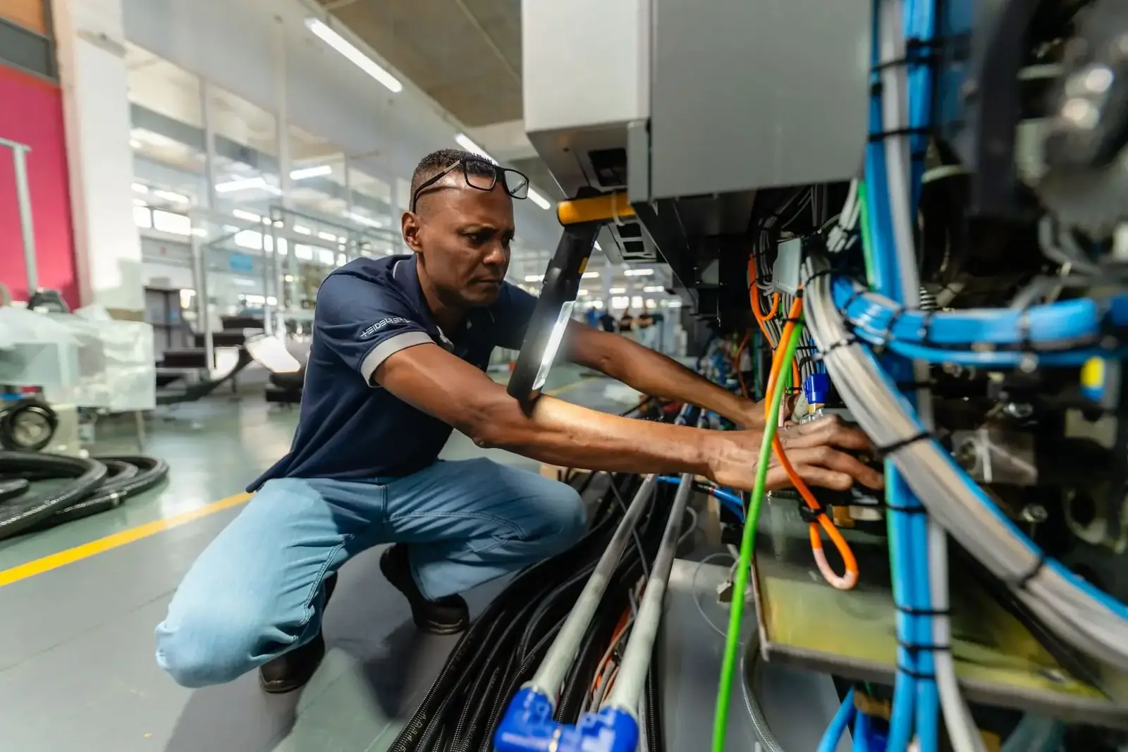 Intergraph technician servicing a machine