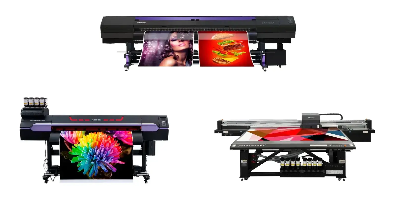 Mimaki SWJ-320EA, UCJV330-160 and JFX200-2513 EX printers